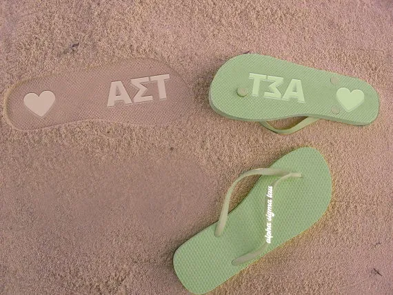 Alpha Sigma Tau Flip Flops, With Greek Letter Cutouts