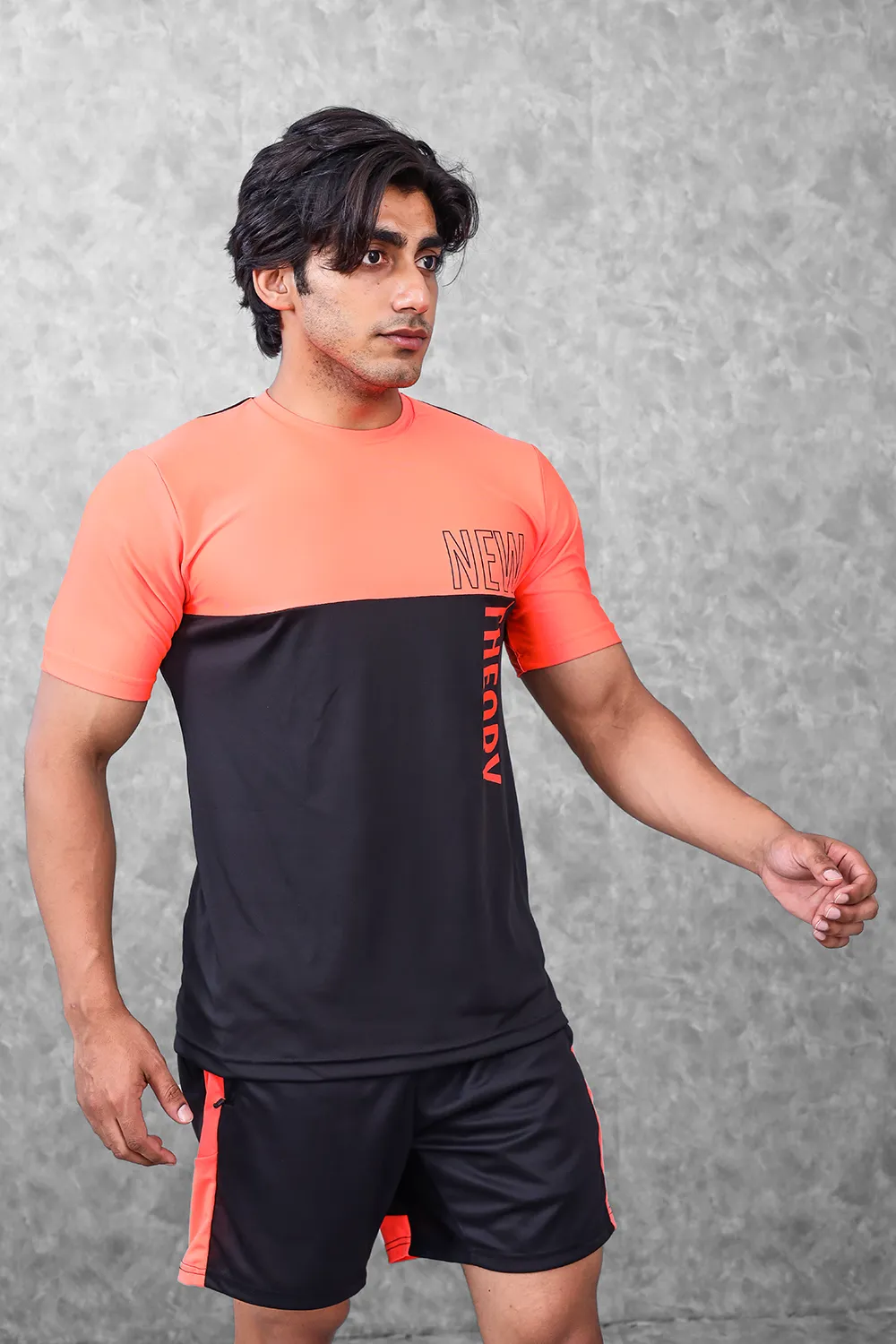 Block Training T-shirt- Neon Orange