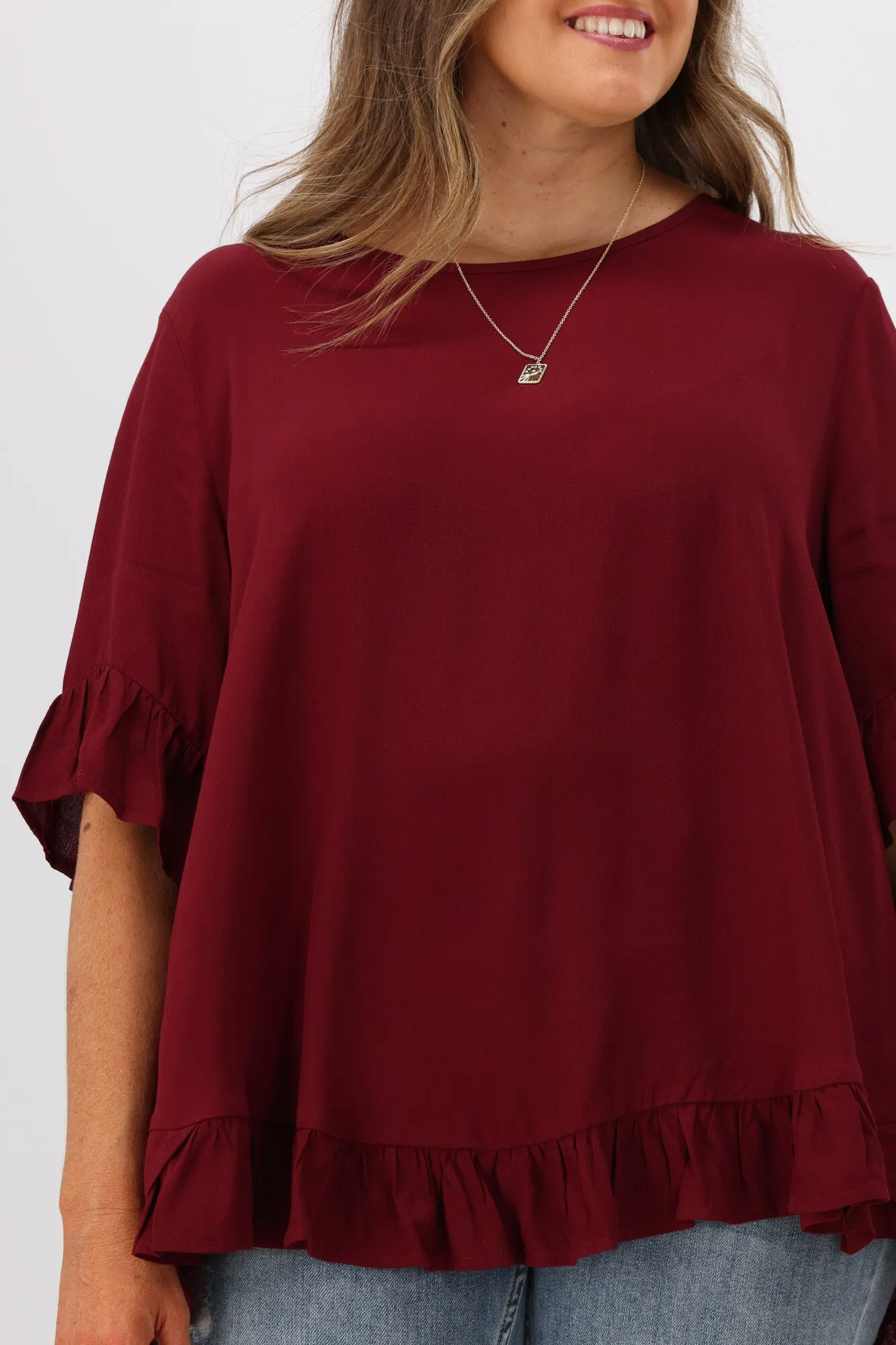 Boho Australia Cisco Frill Top Wine