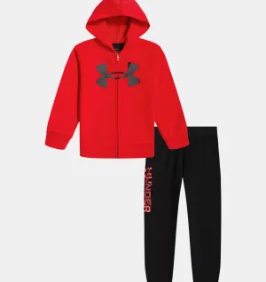 Boys Red Symbol Hoodie And Sweatpants Set | Under Armour