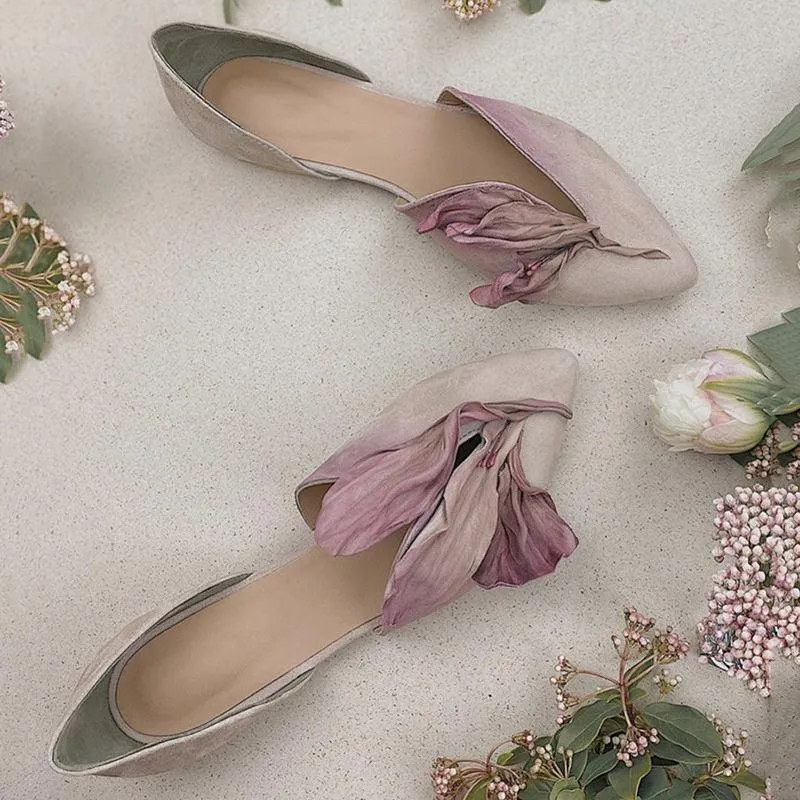 Chic Floral-Inspired Microfiber Flat Shoes