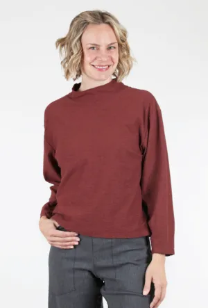 Comfy Mock-Neck Top, Barnwood