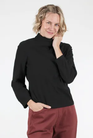 Comfy Mock-Neck Top, Black