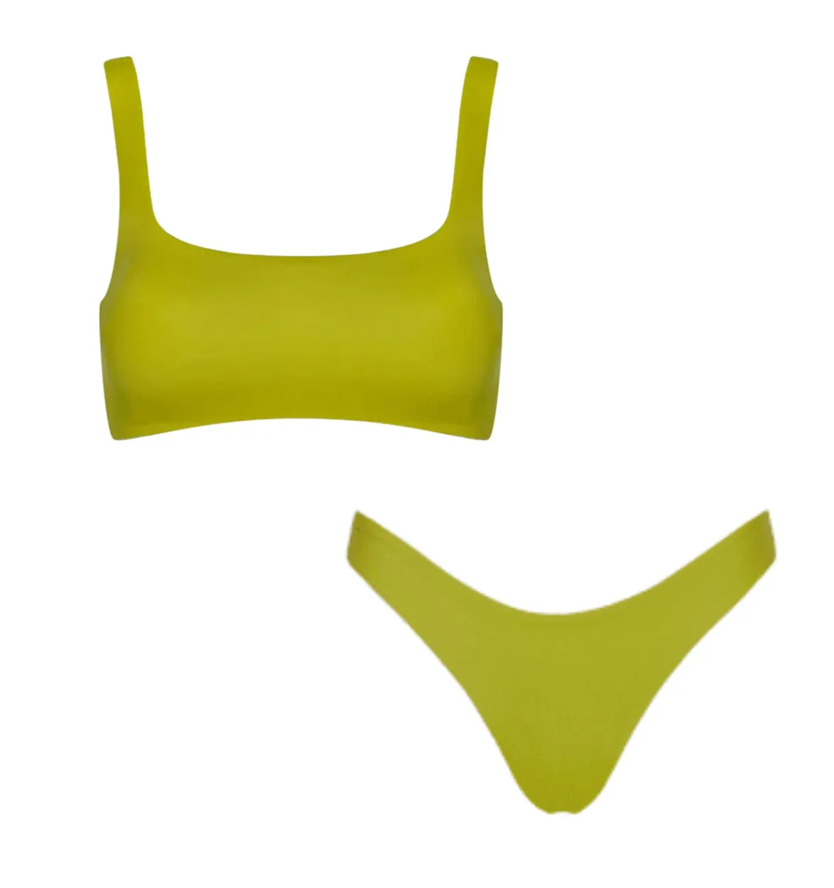 Crop bikini top & seamless brazilian bottoms set [Lime]