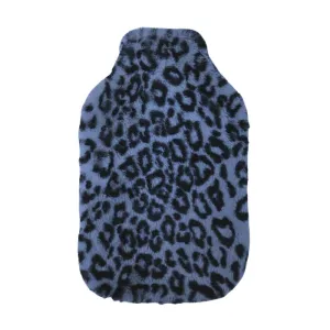 Denim Ocelot Print Faux Bunny Fur, 1.7L Hot Water Bottle