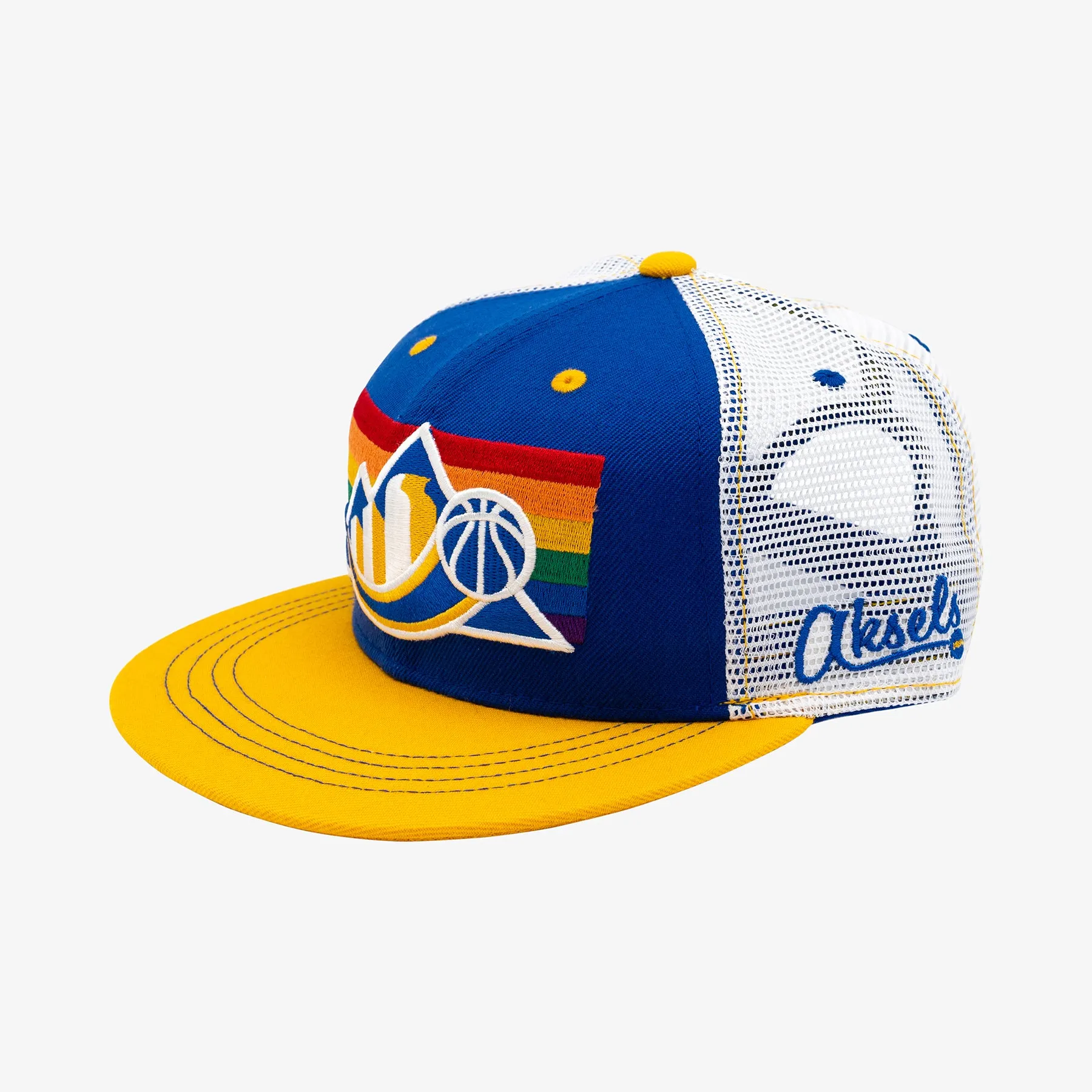 Denver Skyline Rainbow Basketball Trucker Hat