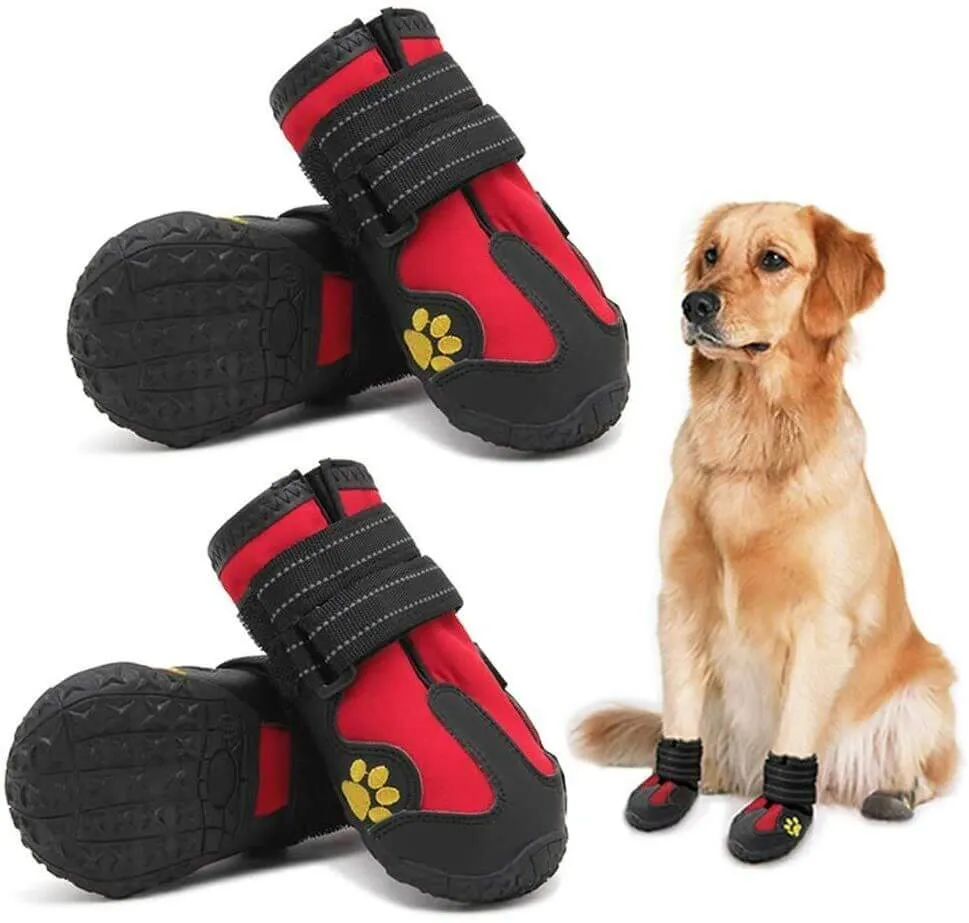 Dog Snow Boots - 4pcs/set Waterproof Anti-slip Dog Shoes for Snow, Ice & Rain