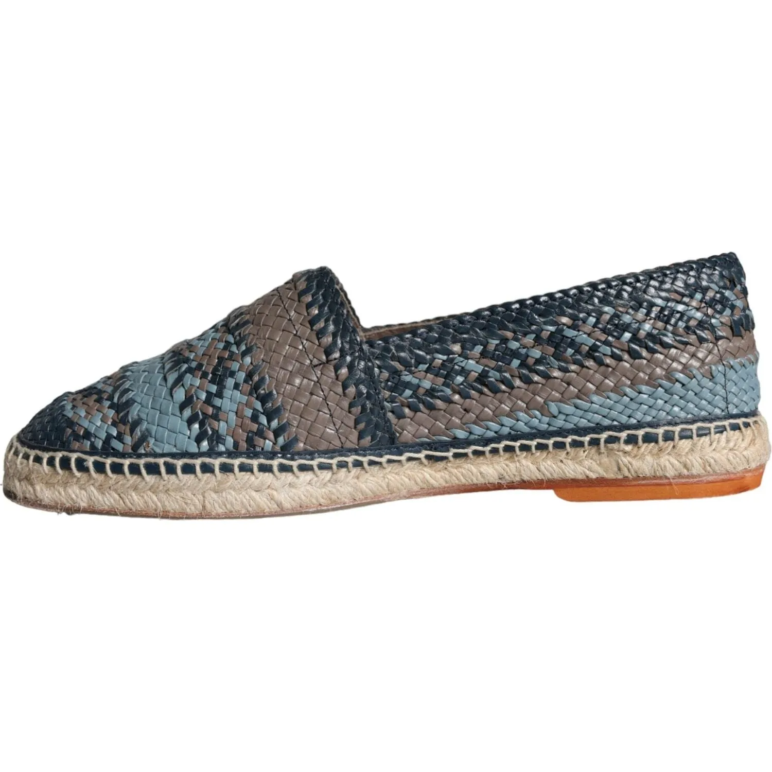 Dolce & Gabbana Blue Gray Woven Leather Buffalo Espadrille Shoes