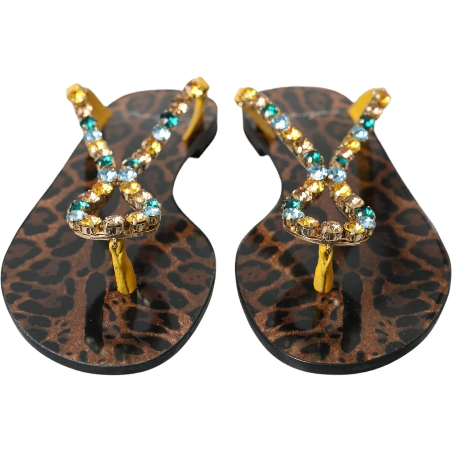 Dolce & Gabbana Multicolor Crystal Sandals Flip Flops Shoes