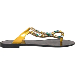 Dolce & Gabbana Multicolor Crystal Sandals Flip Flops Shoes