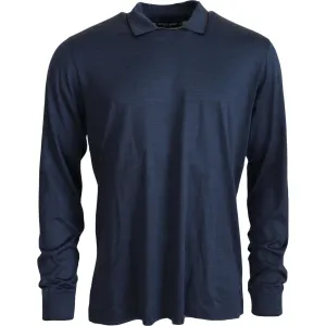 Dolce & Gabbana Sophisticated Silk Polo Sweater in Blue