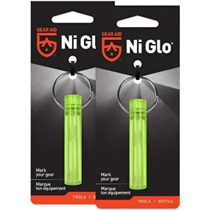 GEAR AID Ni Glo, 2” Glowing Keychain for Camping, Scuba and Night Fishing, Yellow, 2-pk