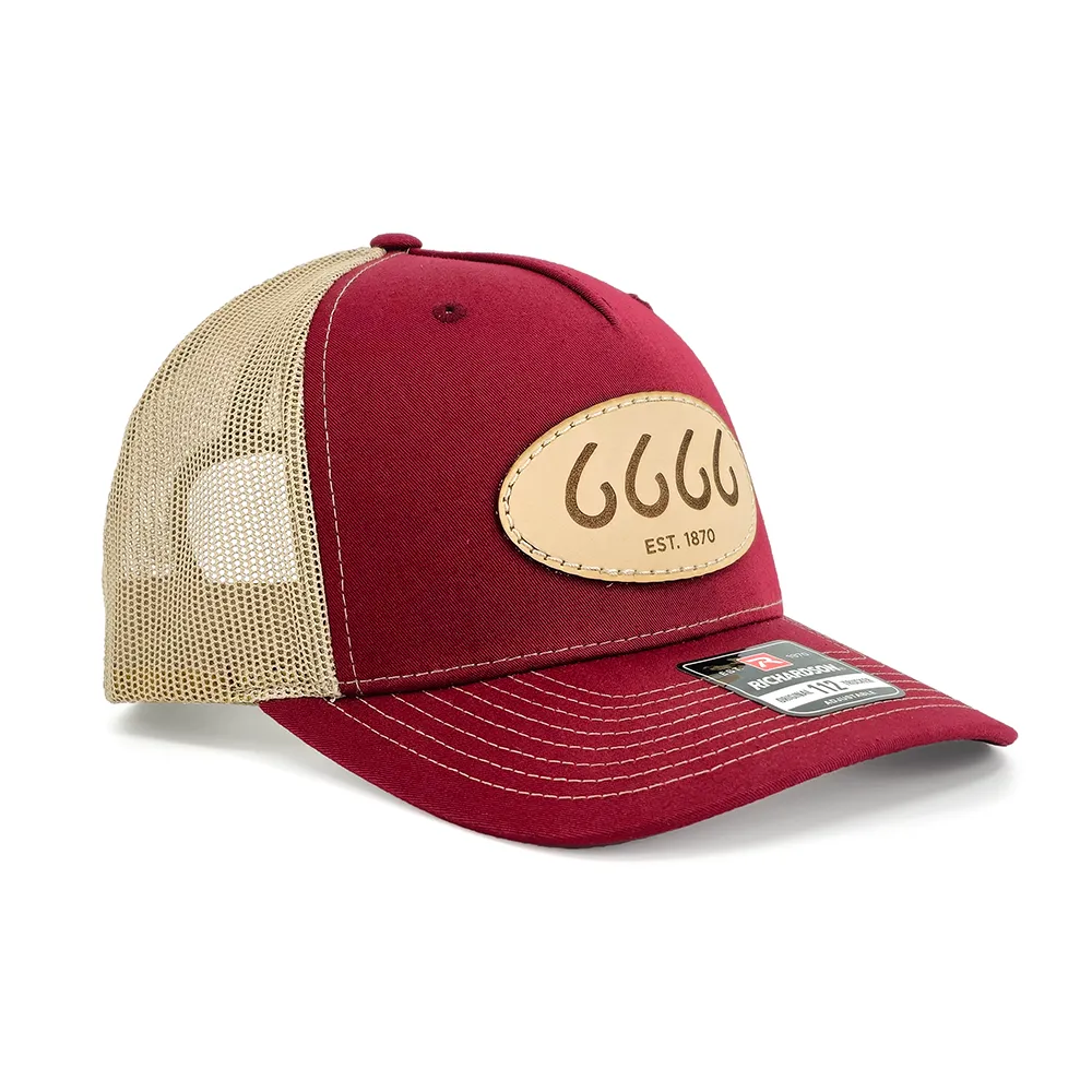 Leather Patch Trucker Cardinal/Tan