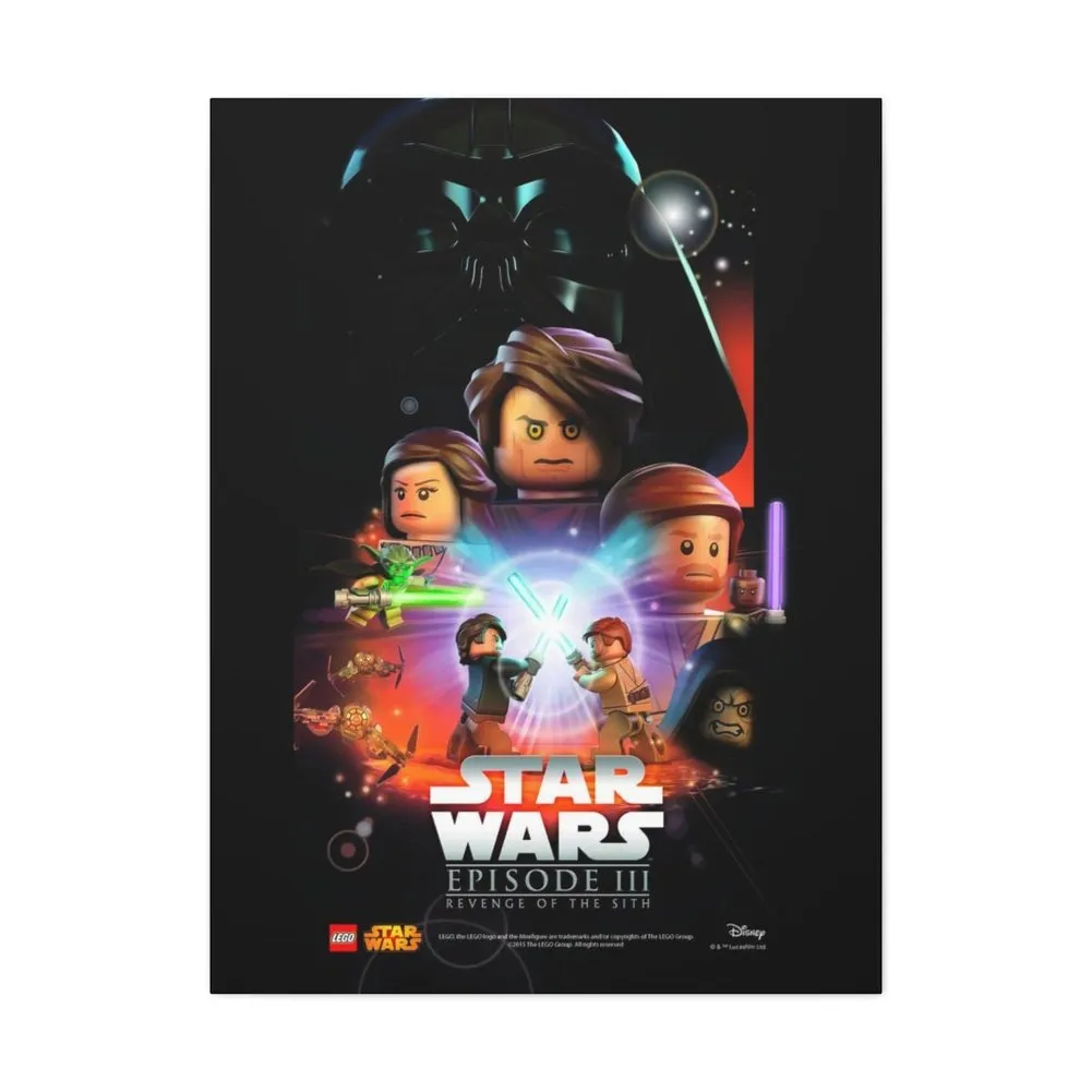 MOC  Compatible  Star Was Episode III v2  Movie Wall Art Canvas Art With Backing.