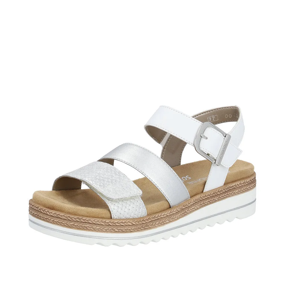 Remonte D0Q55-90 Odessa White And Silver Flatform Wedge Sandals