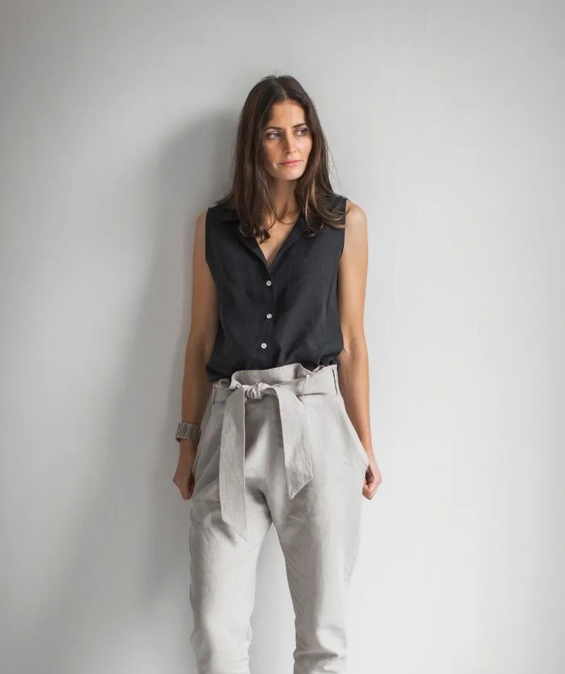 SAMPLE SALE<br>Flax Linen Belted Trousers<br> Size 10