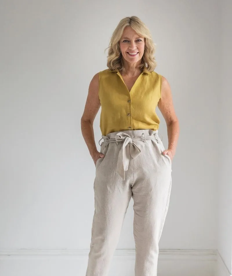 SAMPLE SALE<br>Flax Linen Belted Trousers<br> Size 10