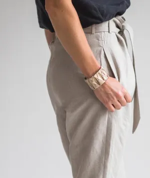 SAMPLE SALE<br>Flax Linen Belted Trousers<br> Size 12