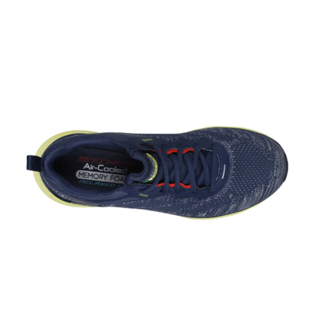 Mens Edgeride Enzoh Medium Width Walking Shoes in Navy/Lime - Knitted Material, Style 232837/NVLM by Skechers